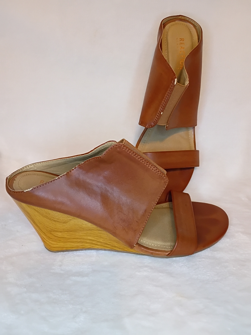Cognac Brown Wedge Sandals
